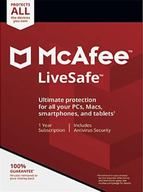 mcafee® livesafe™ unlimited devices|mcafee livesafe 1 year subscription.